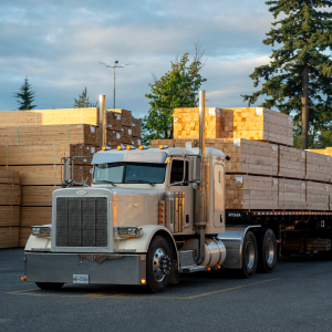 A Truck distributing wood products